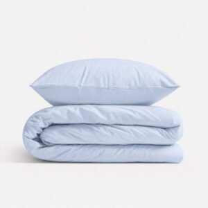 Medvilninis vaikiškas patalynės komplektas, 2 dalys: pagalvės užvalkalas 60x40 cm ir antklodės užvalkalas 135x100 cm – mėlynas