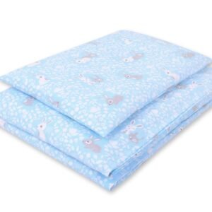 Baby cotton bedding set 2-pcs 135x100 cm- blue rabbits