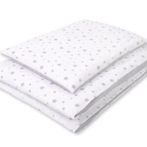 Baby cotton bedding set 2-pcs 120x90 cm- mini gray stars/gray