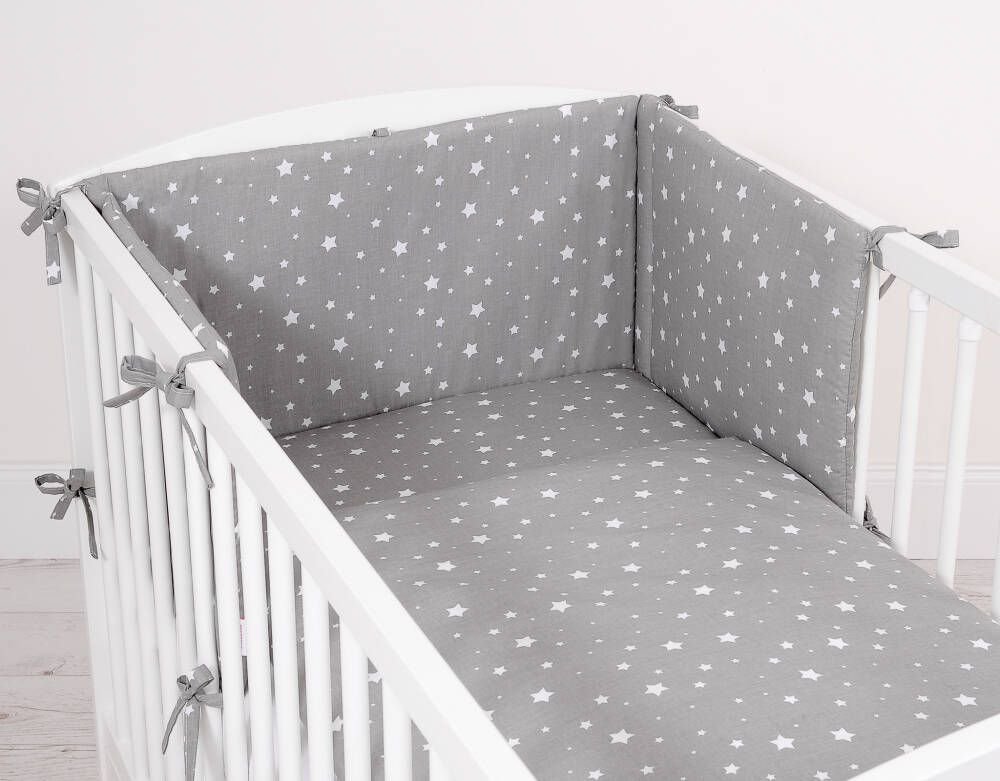Kūdikio patalynės komplektas iš medvilnės, 2 dalių, 135x100 - mini žvaigždutės balta - Image 2