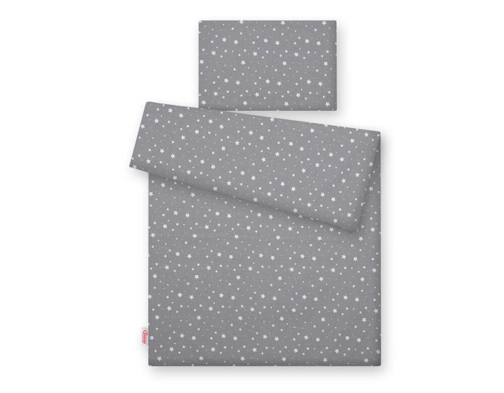 Kūdikio patalynės komplektas iš medvilnės, 2 dalių, 135x100 - mini žvaigždutės balta - Image 3