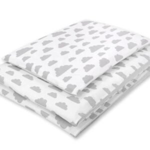 Baby cotton bedding set 2-pcs - clouds gray/gray
