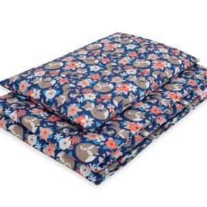Baby cotton bedding set 2-pcs 120x90 cm- fox family on blue