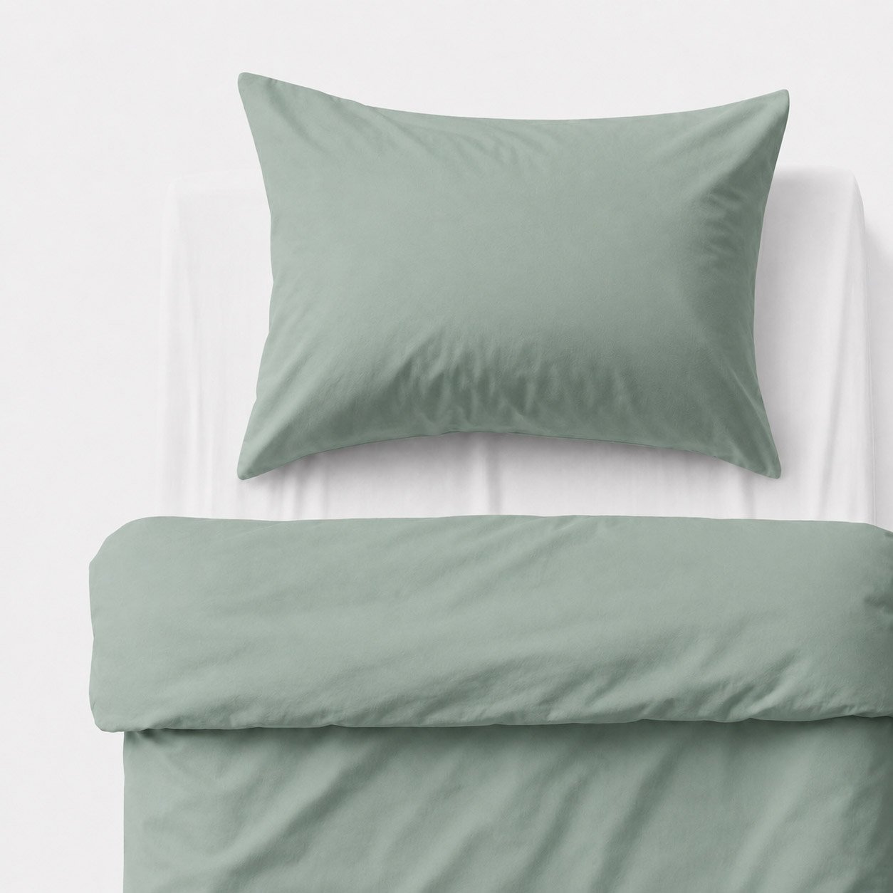 Medvilninis vaikiškas patalynės komplektas, 2 dalys: pagalvės užvalkalas 60x40 cm ir antklodės užvalkalas 135x100 cm – pastelinis žalias - Image 5