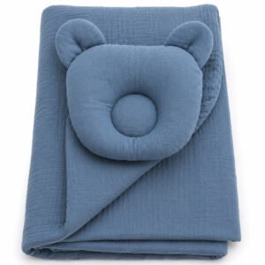 Duvet with pillow Teddy MUSLIN - 2pcs set - denim blue