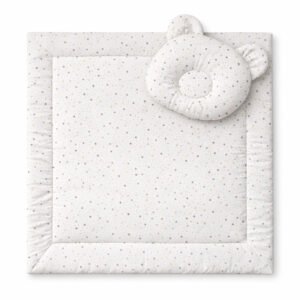 Antklodė su pagalvėle Teddy – 2 dalių komplektas – mažos auksinės žvaigždutės