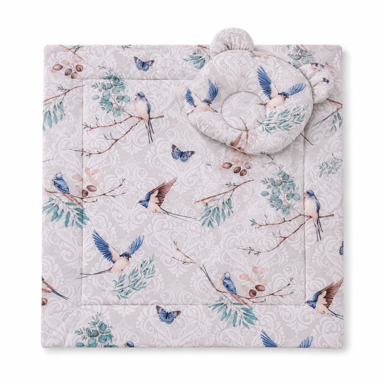 Duvet with pillow Teddy - 2pcs set - Blue birds
