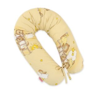 Cotton  pillowcase for pregnancy pillow Longer -  Cream teddy bears