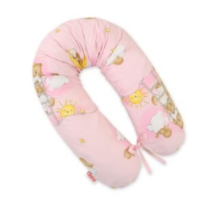 Cotton  pillowcase for pregnancy pillow Longer -  Pink teddy bears