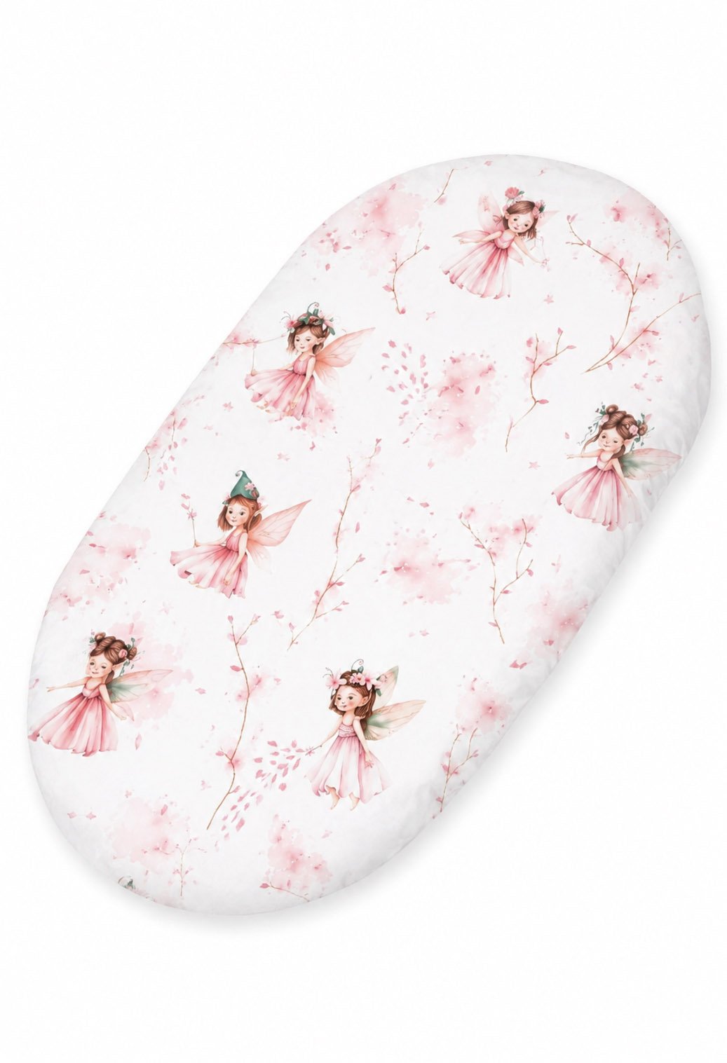 Medvilninė paklodė vežimėliams, Moses krepšeliui, čiužiniui 75x35 cm - Blossom Fairies
