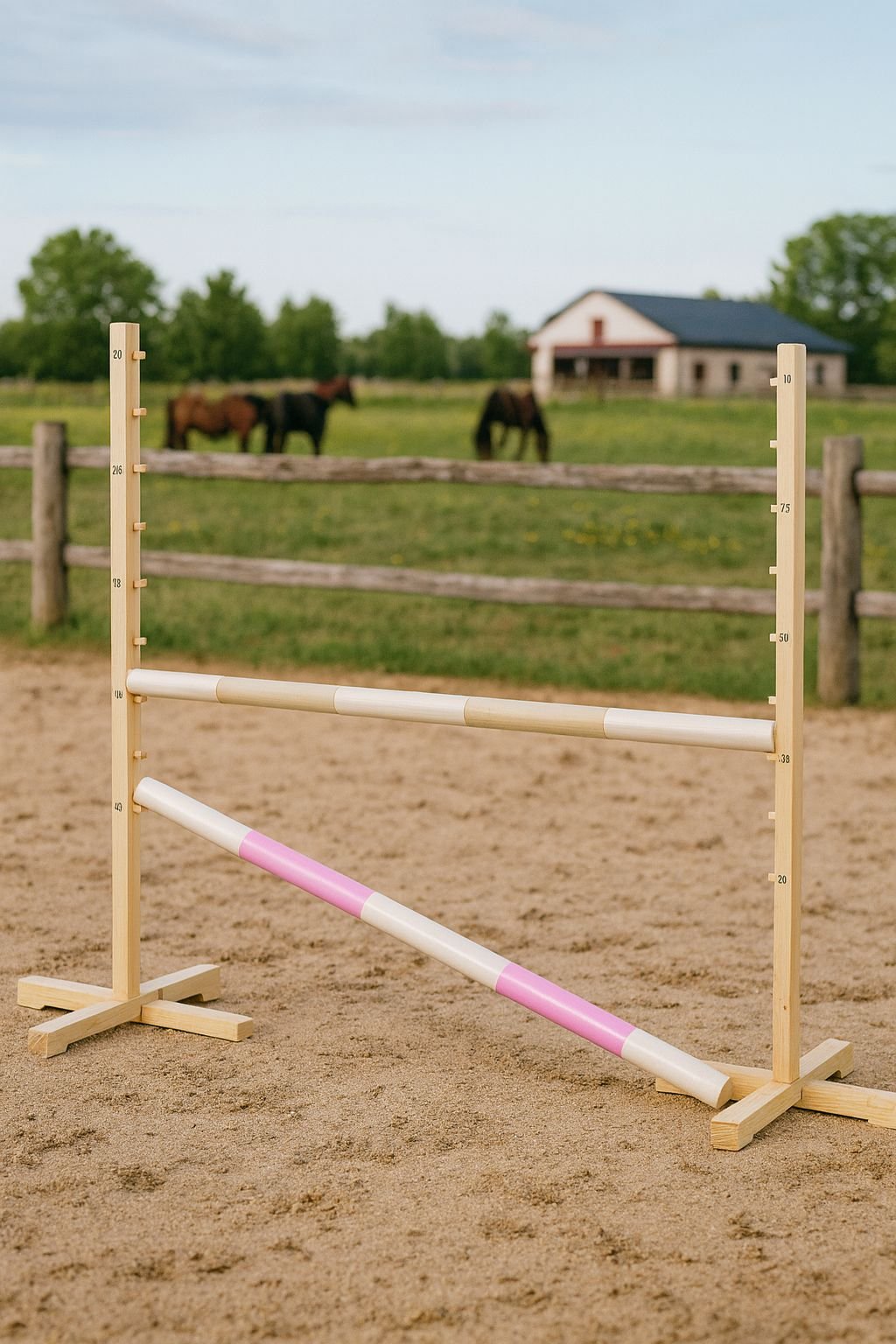 Šuolio kliūtis Hobby Horse, 120cm, su dviem kartelėmis - smėlio spalvos ir šviesiai rožine - Image 5