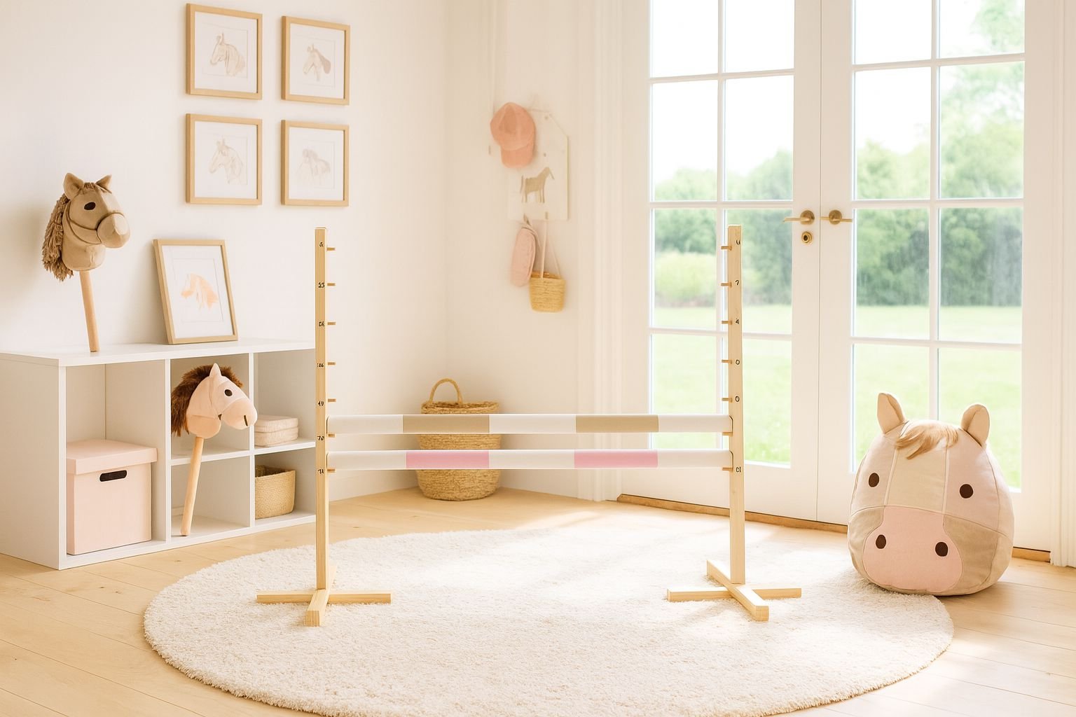 Šuolio kliūtis Hobby Horse, 120cm, su dviem kartelėmis - smėlio spalvos ir šviesiai rožine - Image 6