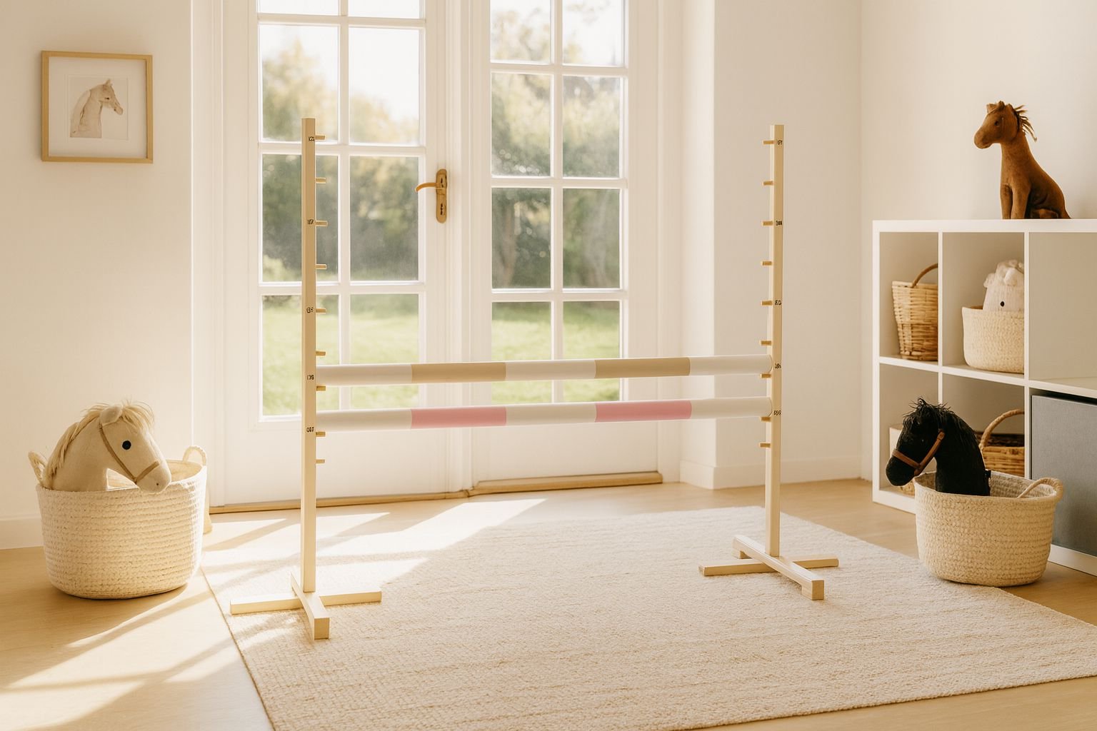 Šuolio kliūtis Hobby Horse, 120cm, su dviem kartelėmis - smėlio spalvos ir šviesiai rožine - Image 7