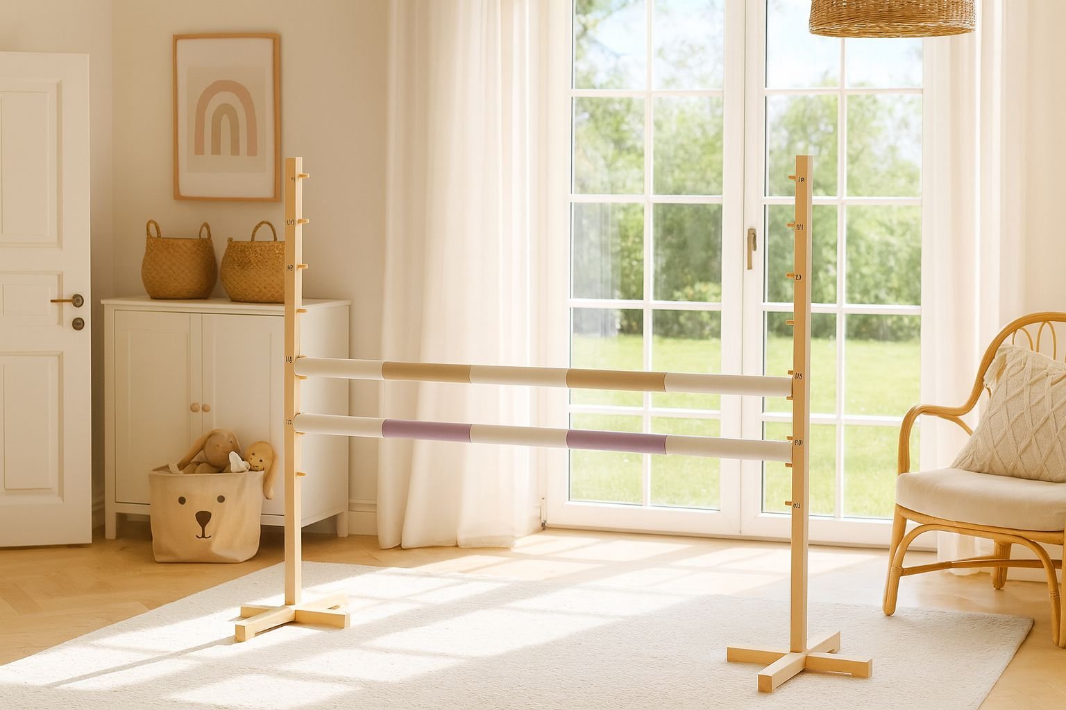 Šuolio kliūtis Hobby Horse, 120cm, su dviem kartelėmis - smėlio spalvos ir šviesiai violetine - Image 7