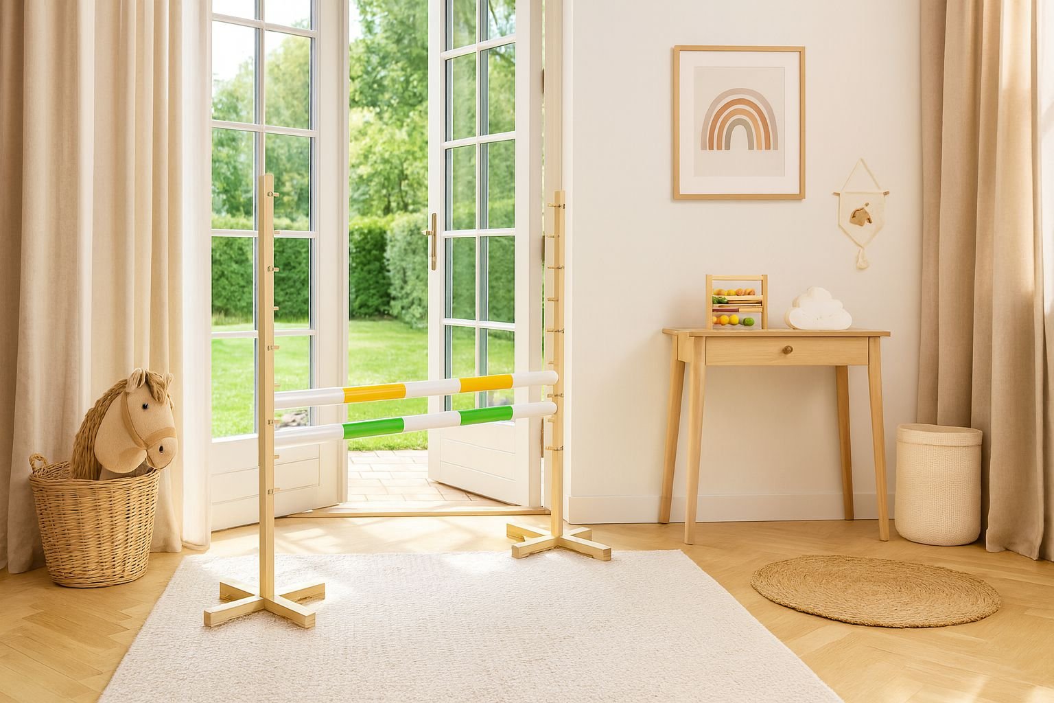 Šuolio kliūtis Hobby Horse, 120cm, su dviem kartelėmis, geltona ir žalia - Image 6