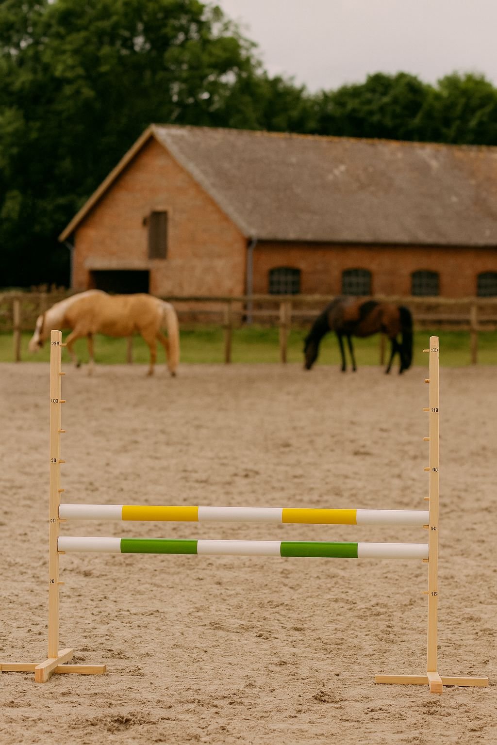 Šuolio kliūtis Hobby Horse, 120cm, su dviem kartelėmis, geltona ir žalia - Image 7