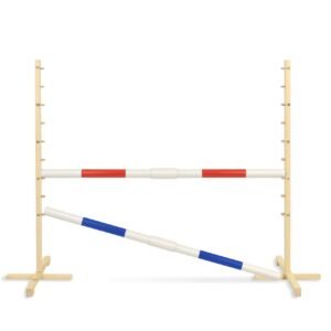Šuolio kliūtis Hobby Horse, 160 cm, h-120 cm, su dviem kartelėmis, raudona ir mėlyna