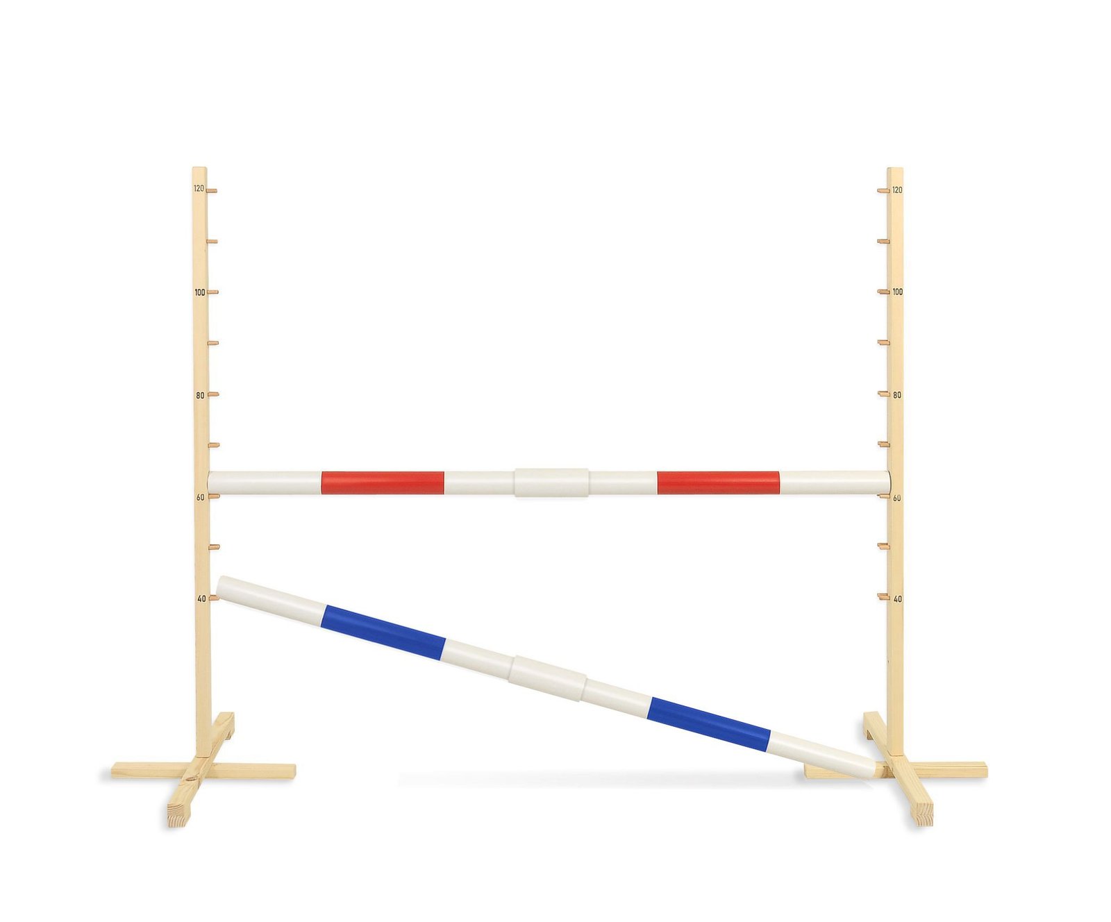 Šuolio kliūtis Hobby Horse, 160 cm, h-120 cm, su dviem kartelėmis, raudona ir mėlyna