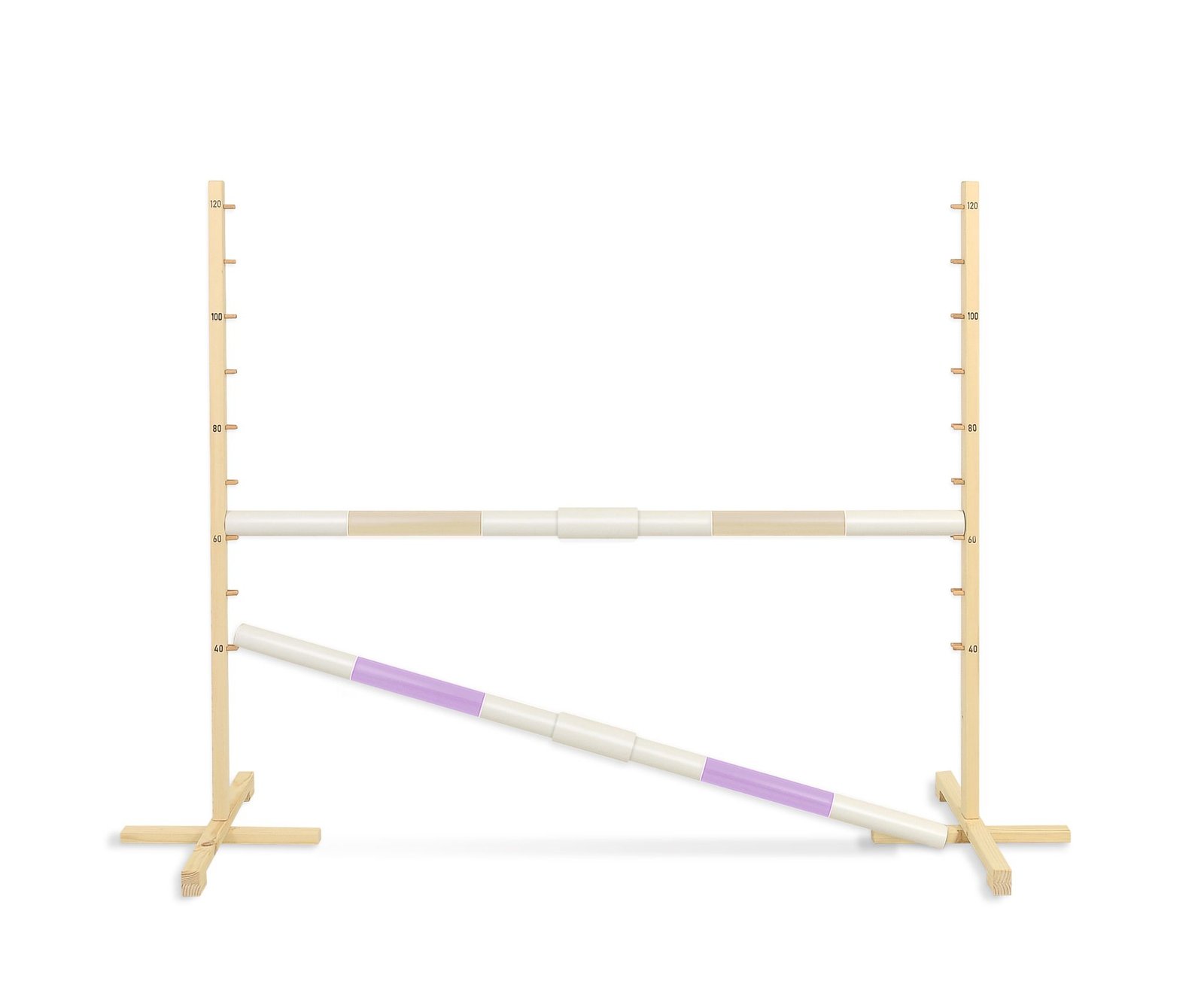 Šuolio kliūtis Hobby Horse, 160 cm, h-120 cm, su dviem kartelėmis - smėlio spalvos ir šviesiai violetine