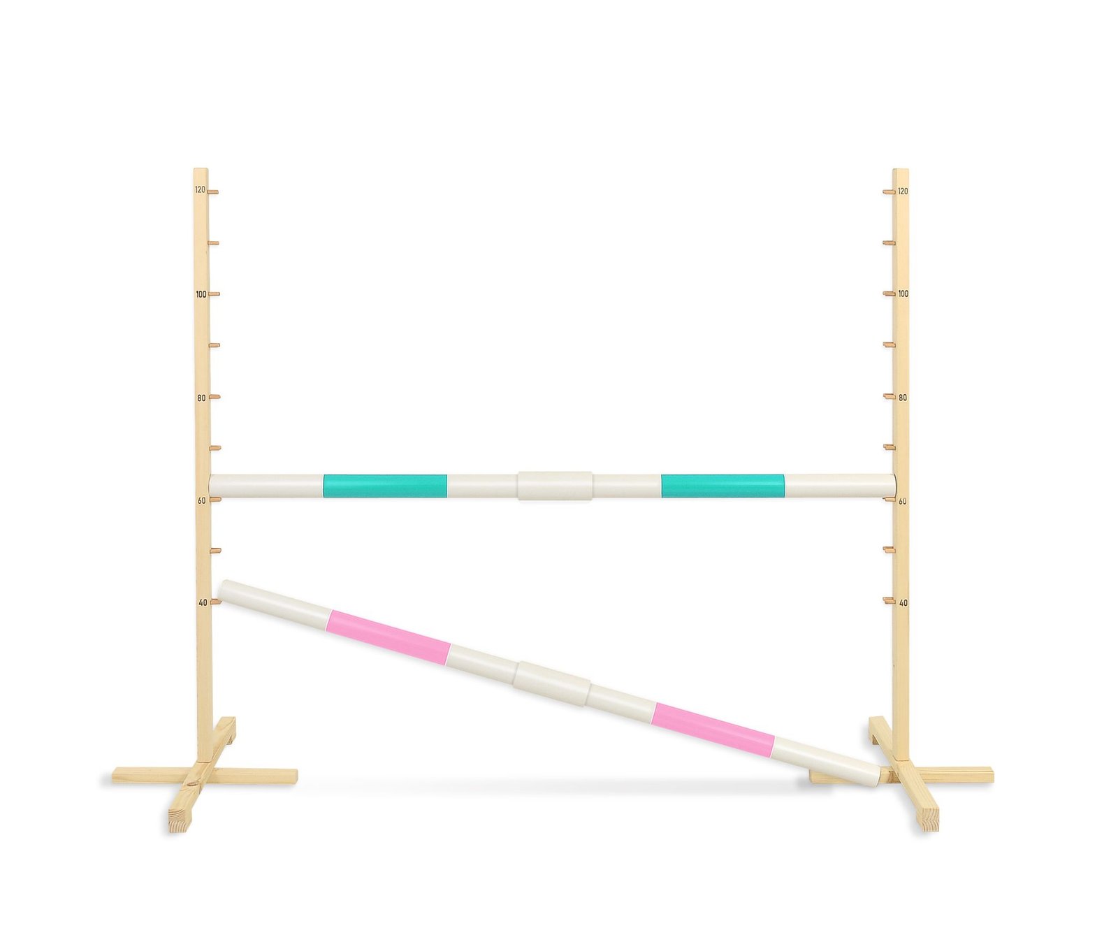 Šuolio kliūtis Hobby Horse, 160 cm, h-120 cm, su dviem kartelėmis - mėtine ir šviesiai rožine