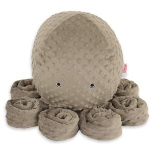 Meilus aštuonkojis didelis - rudas - taškuotas minky audinys