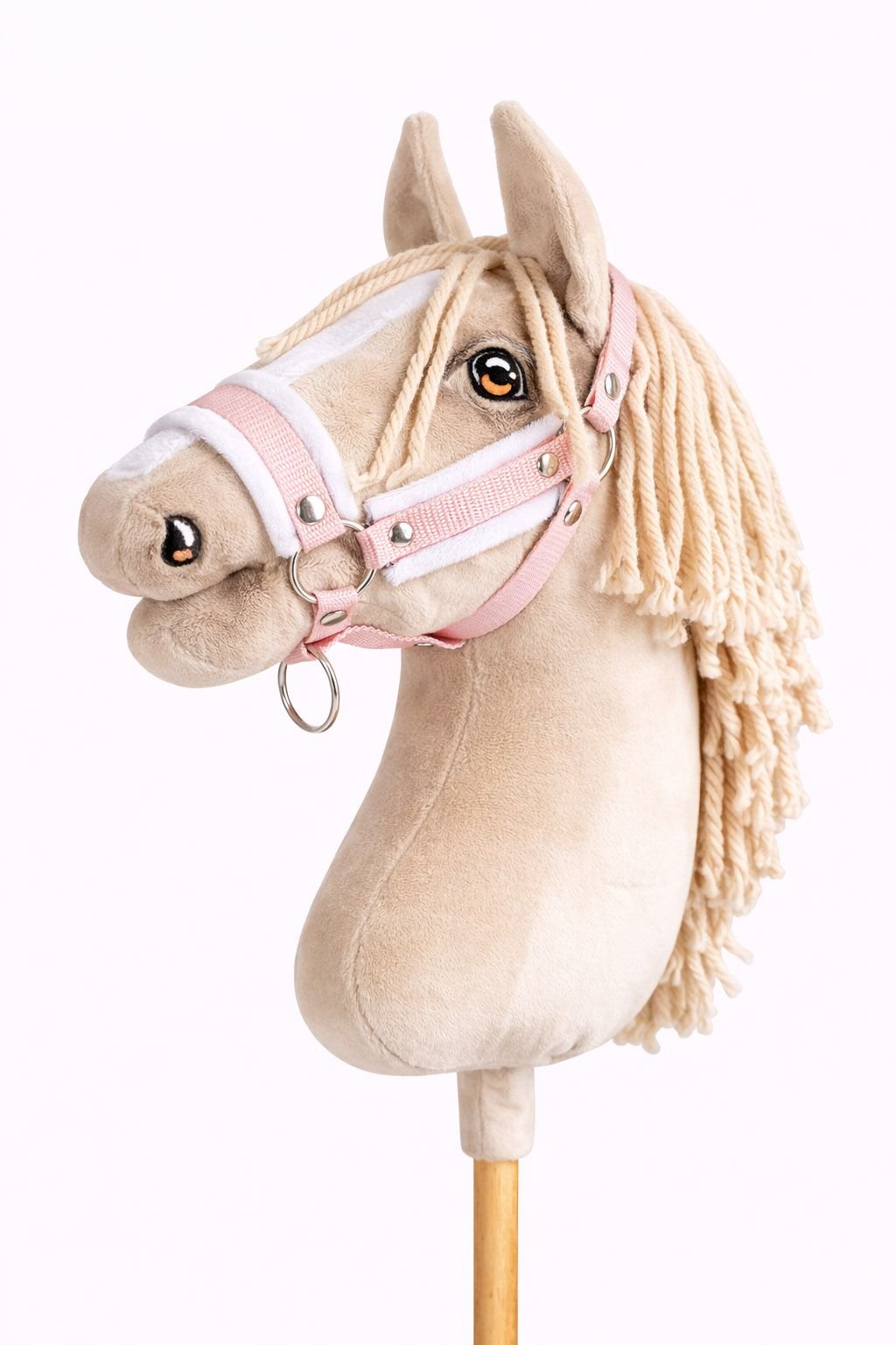 Reguliuojamas apynasris Hobby Horse žirgeliui A3 - pudros rožinė su baltu pūkeliu