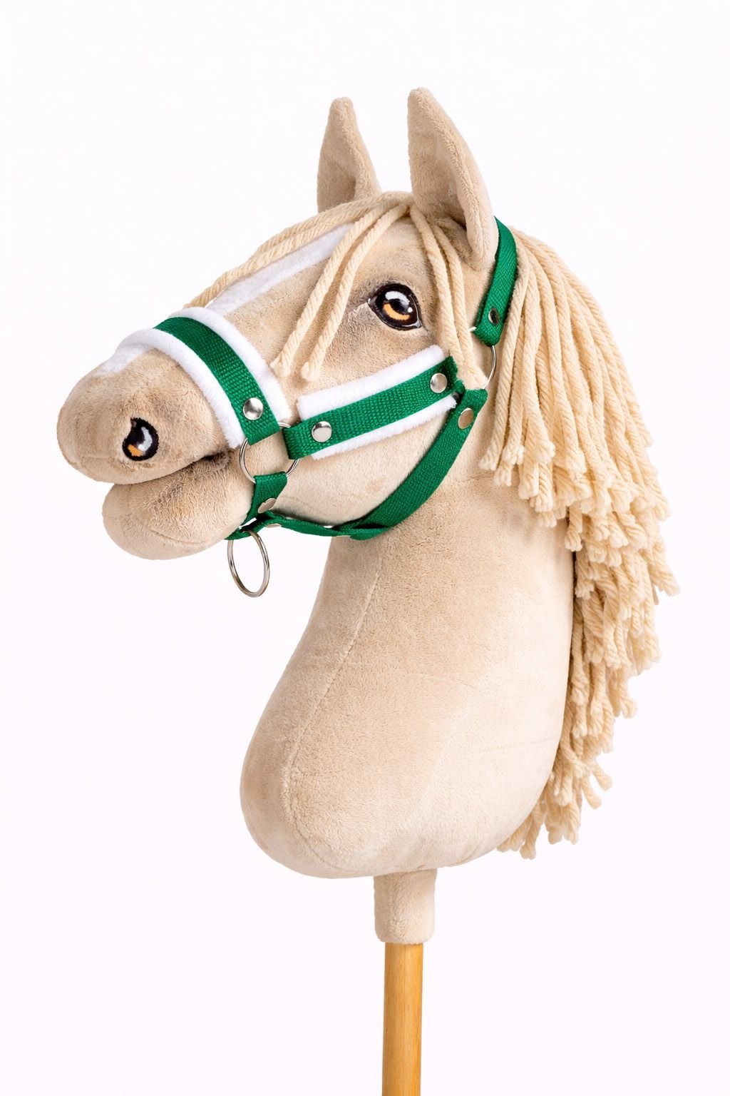 Reguliuojamas apynasris Hobby Horse žirgeliui A3 - žalia su baltu pūkeliu