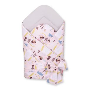 Double-sided baby nest with bow - pink hedgehogs