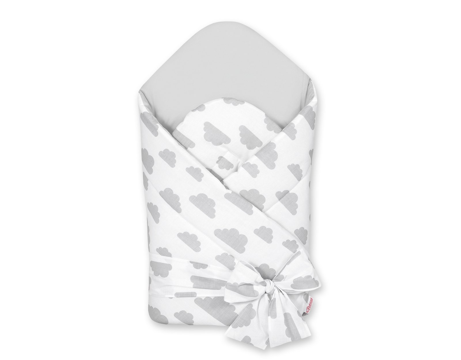 Baby nest 2in1 with stiffening with bow - clouds gray/gray