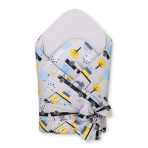 Baby nest 2in1 with stiffening with bow - animals in cars gray