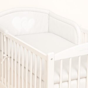 Universal crib rail bumper – White hearts