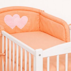Universal crib rail bumper – Hearts peach