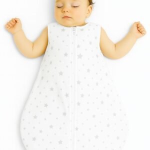 Cotton baby sleeping bag S 0-6 months for summer TOG 1.0 - mini stars grey