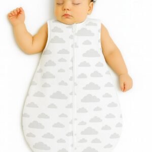 Cotton baby sleeping bag S 0-6 months for summer TOG 1.0 - grey clouds