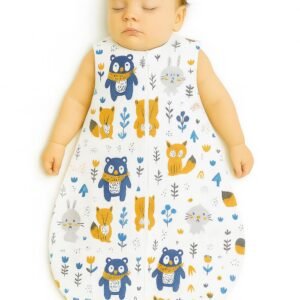 Cotton baby sleeping bag S 0-6 months for summer TOG 1.0 - navy blue bears