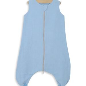 Muslin baby sleeping bag with legs L 9-24 months for summer TOG 1.0 - blue