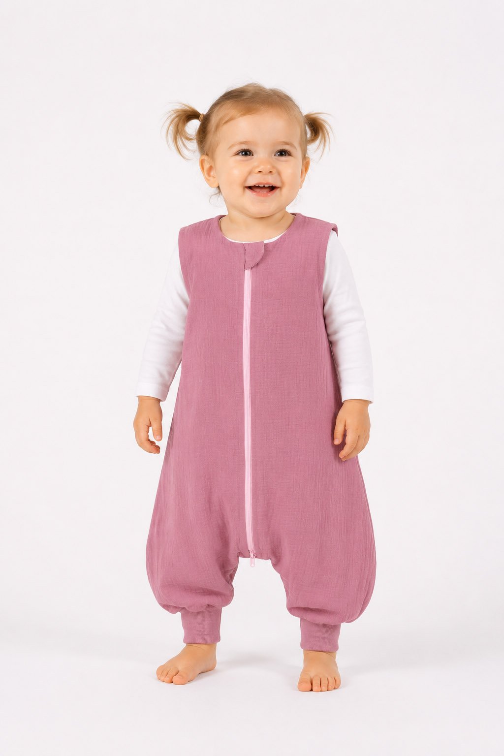 Muslino kūdikio miegmaišis su kojytėmis XL 2-4 m., vasarinis, TOG 1.0 – retro rožinė - Image 5