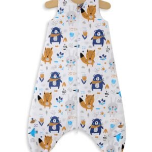 Cotton Baby Sleeping Bag with legs Warm and Cozy L 9-24 months TOG 2.5 - navy blue teddy bears