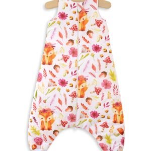 Cotton Baby Sleeping Bag with legs Warm and Cozy L 9-24 months TOG 2.5 - fox in a wreath