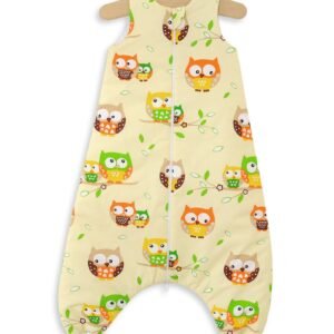 Cotton Baby Sleeping Bag with legs Warm and Cozy L 9-24 months TOG 2.5 - cream owls