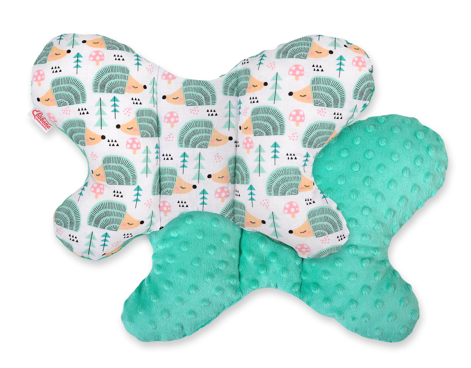 Double-sided anti shock cushion "BUTTERFLY" - hedgehogs mint/mint