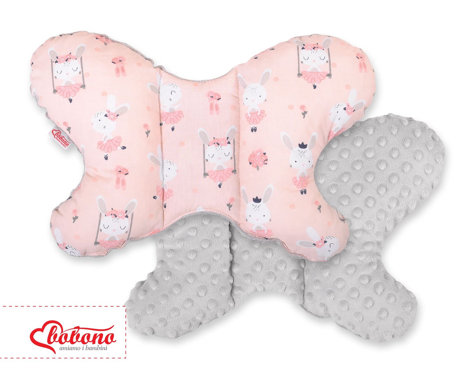 Dvipusė amortizuojanti pagalvėlė „BUTTERFLY“ - balerinos rožinė/pilka - Image 3