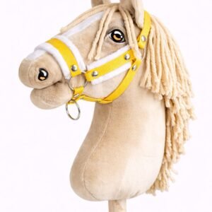Reguliuojamas apynasris Hobby Horse žirgeliui A3 - geltona su baltu pūkeliu