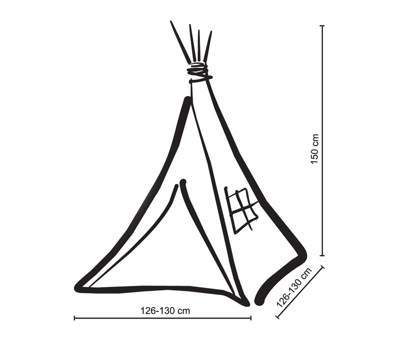 Tipi palapinė vaikams + dekoratyvinės plunksnos - pilki languoti - turkio spalvos - Image 6