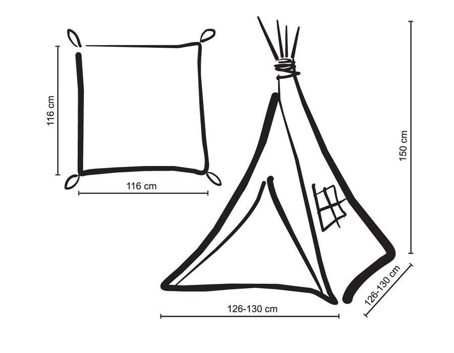 Tipi palapinė vaikams + žaidimo kilimėlis + pagalvėlės + dekoratyvinės plunksnos - rožinė - Image 9
