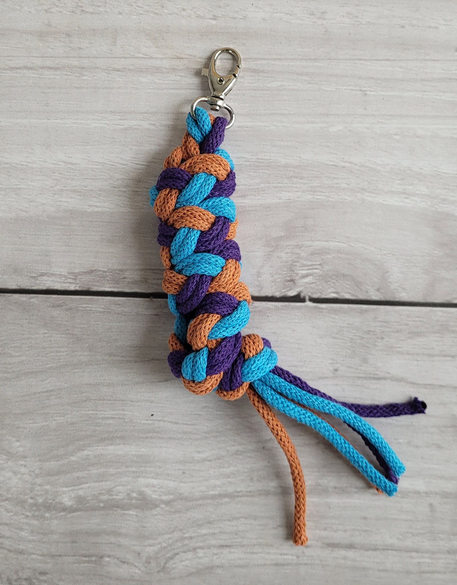 Hobby Horse pavadėlis, pagamintas iš dvigubai vytos virvutės - tamsiai violetinė/turkio spalvos/terakotos spalvos - Image 2