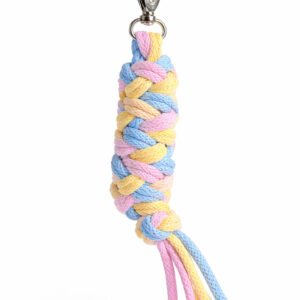 Hobby Horse pavadėlis, pagamintas iš dvigubai vytos virvutės - mėlyna/šviesiai rožinė/geltona