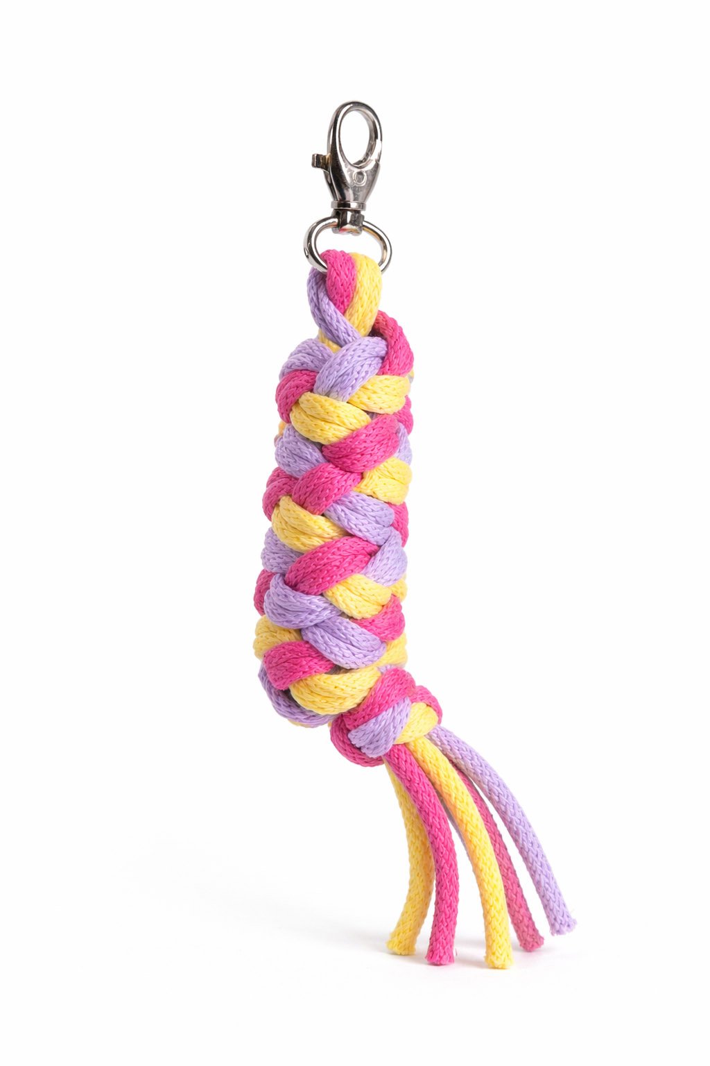 Hobby Horse pavadėlis, pagamintas iš dvigubai vytos virvutės - tamsiai rožinė/purpurinė/geltona