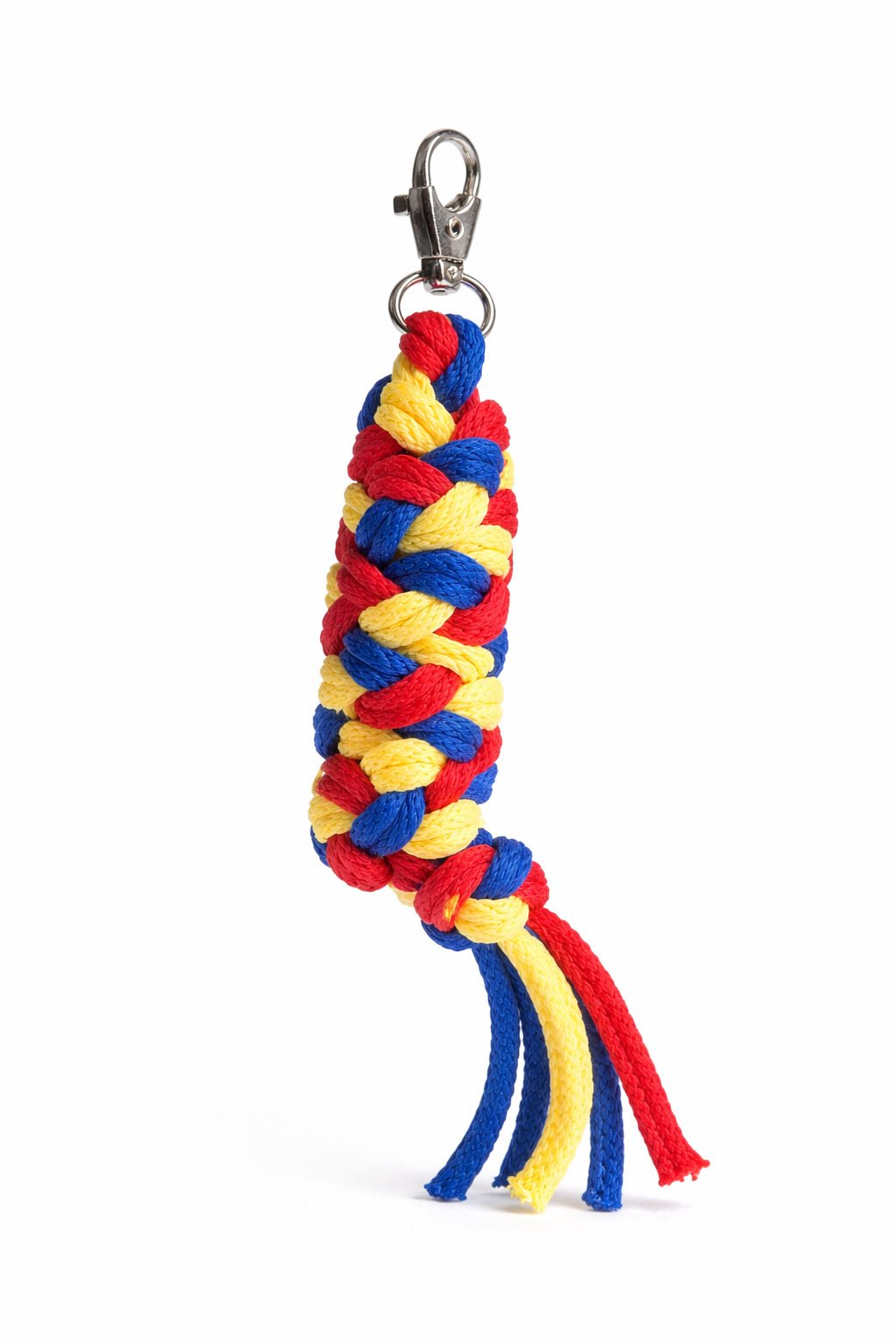 Hobby Horse pavadėlis, pagamintas iš dvigubai vytos virvutės - raudona/rugiagėlių/geltona