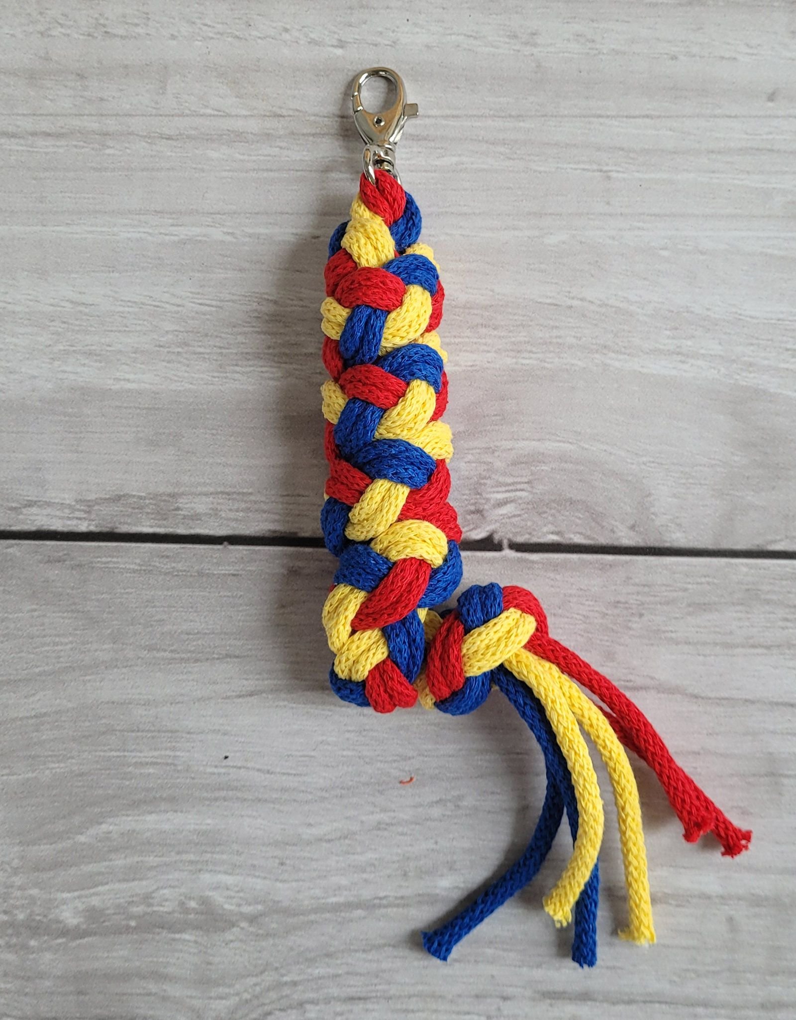 Hobby Horse pavadėlis, pagamintas iš dvigubai vytos virvutės - raudona/rugiagėlių/geltona - Image 3